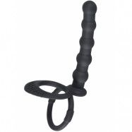 Black Velvets: Cock & Ball Ring with Anal Beads