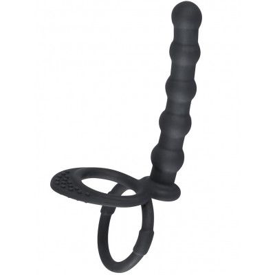 Black Velvets: Cock&Ball Ring with Anal Beads