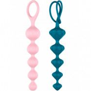 Satisfyer: Love Beads, Super Soft Silicone Beads, rosa/turkos