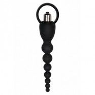 VIBRATING SILICONE ANAL BEADS BLACK