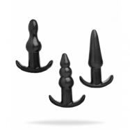 3 Piece Vibrating Anal Plug Set Black