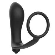 Addicted Toys - Analvibrator med Penisring Analplugg - Svart