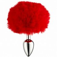 Alive BDSM Line Fluffy Röd Analplugg i Metall S - Red