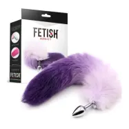 Anal Plug with Purple & White Tail