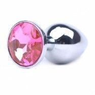 Analplugg i metall med diamant - Rosa METAL BUTTPLUG