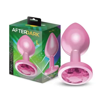 Anodized Anal Plug Pink with Jewel - Large