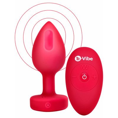 B-Vibe: Vibrating Heart, Remote Control Plug, röd