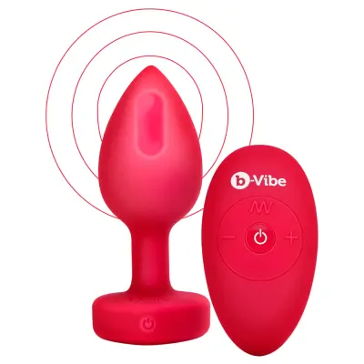 B-Vibe: Vibrating Heart, Remote Control Plug, röd