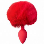 baseks Furry Bunny Tail Röd Analplugg - Red