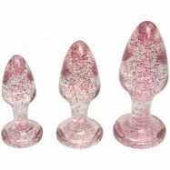 baseks Pink Glitter Analplugg Set - Pink