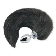 Black & White Foxtail Butt Plug Medium