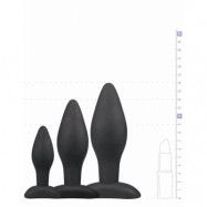 BLACK SILICONE BUTTPLUG SET - 3st ANALPLUGGAR