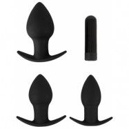 Black Velvets: Butt Plug Set, 3 Plugs & 1 Bullet