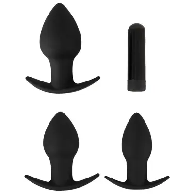 Black Velvets: Butt Plug Set, 3 Plugs&1 Bullet