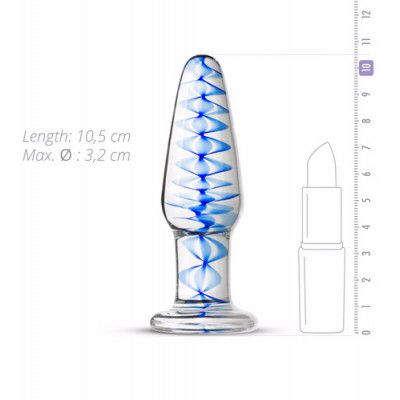 Blue Spiral Glass Buttplug