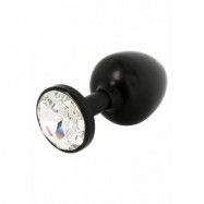 BUTTPLUG BLACK CRYSTAL ROUND 30MM