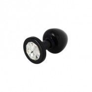 BUTTPLUG BLACK CRYSTAL ROUND 35MM