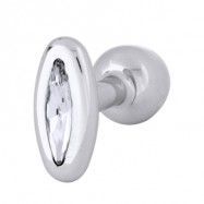 BUTTPLUG OVAL ALUMINIUM W CRY 30MM