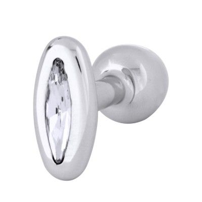 BUTTPLUG OVAL ALUMINIUM W CRY 30MM