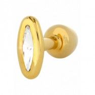 BUTTPLUG OVAL GOLD W CRY 30MM