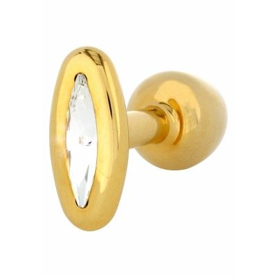 BUTTPLUG OVAL GOLD W CRY 30MM