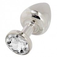 BUTTPLUG SILVER W CRYSTAL 35MM