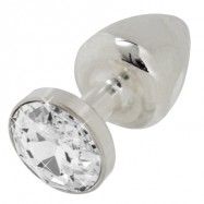 BUTTPLUG SILVER WHITE CRYSTAL 25MM