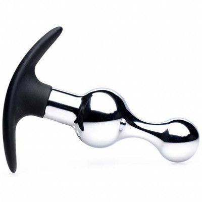 Dark Drop Metal&Silicone Beaded Anal Plug