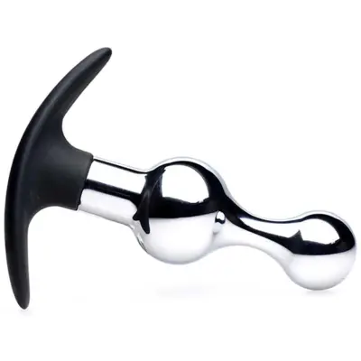 Dark Drop Metal&Silicone Beaded Anal Plug