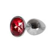 Diamond Butt Plug Silver/Red Small
