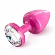 DIOGOL - ANNI BUTT PLUG ROUND PINK 25 MM ** Swarovski-kristall.