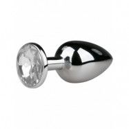 EasyToys: Metal Butt Plug No. 1 with Crystal, small, silver/clear