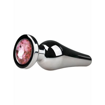 EasyToys: Metal Butt Plug No. 11 with Crystal, medium, silver/rosa