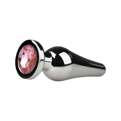 EasyToys: Metal Butt Plug No. 11 with Crystal, medium, silver/rosa