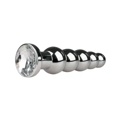 EasyToys: Metal Butt Plug No. 14 with Crystal, silver/clear