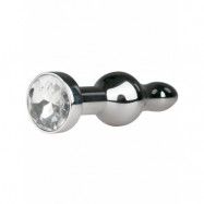 EasyToys: Metal Butt Plug No. 16 with Crystal, silver/clear