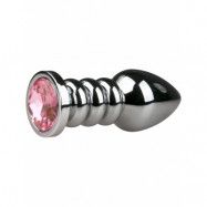 EasyToys: Metal Butt Plug No. 19 with Crystal, silver/rosa