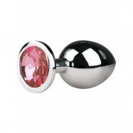 EasyToys: Metal Butt Plug No. 2 with Crystal, medium, silver/rosa