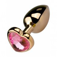 EasyToys: Metal Butt Plug No. 3 with Heart, small, guld/rosa