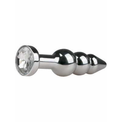 EasyToys: Metal Butt Plug No. 5 with Crystal, silver/clear