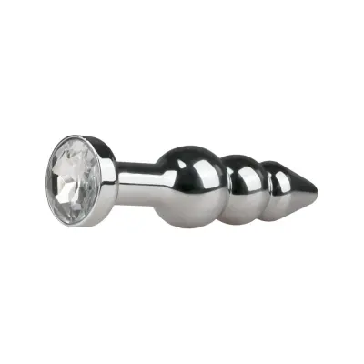 EasyToys: Metal Butt Plug No. 5 with Crystal, silver/clear