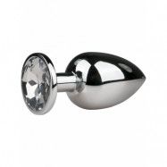 EasyToys: Metal Butt Plug No. 6 with Crystal, large, silver/clear