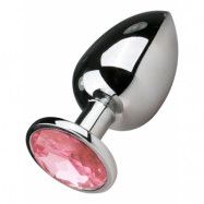 EasyToys: Metal Butt Plug No. 6 with Crystal, large, silver/rosa