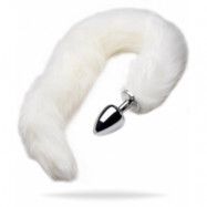 Extra Long Arctic Mink Tail Metal Anal Plug