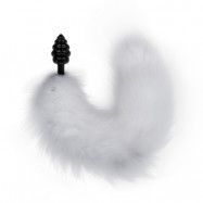 Fox Tail Plug No. 10 - Black/White-  Fetish Buttplug Anaplugg med vitsvans