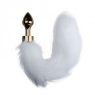 FOX TAIL PLUG NO. 15 - GOLD/WHITE - ANALPLUGG MED VIT RÄVSVANS