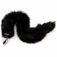 Furry Fantasy Black Panther Tail Buttplug - Silver