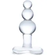 Gläs: Beaded, Glass Butt Plug with Tapered Base