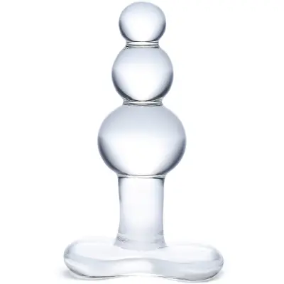 Gläs: Beaded, Glass Butt Plug with Tapered Base
