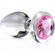 Glass Anal Plug With Gem Small